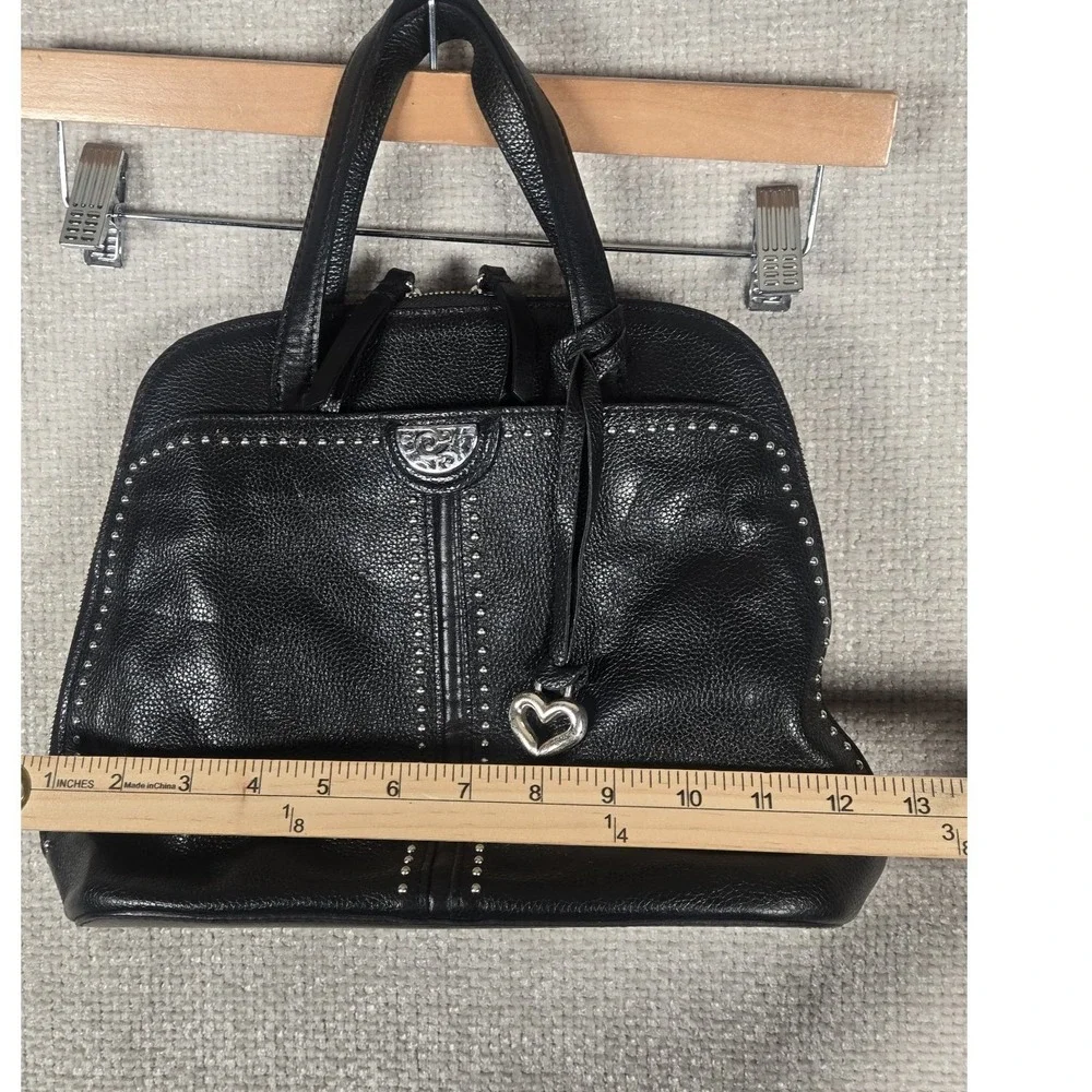 Brighton Black‎ Pebble Leather Studded Satchel Handbag Heart Charm No Straps